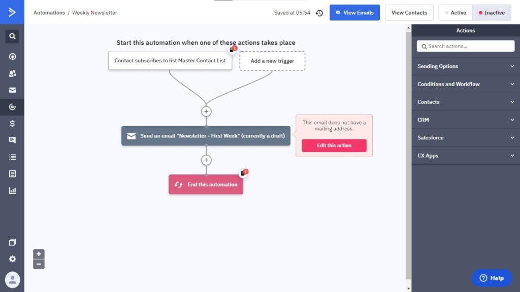 Newsletter Automation Workflow in Active Campaigns