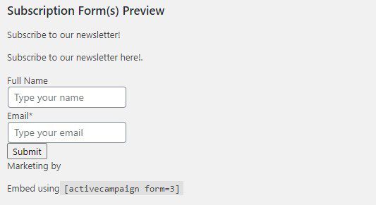 Subscription Forms