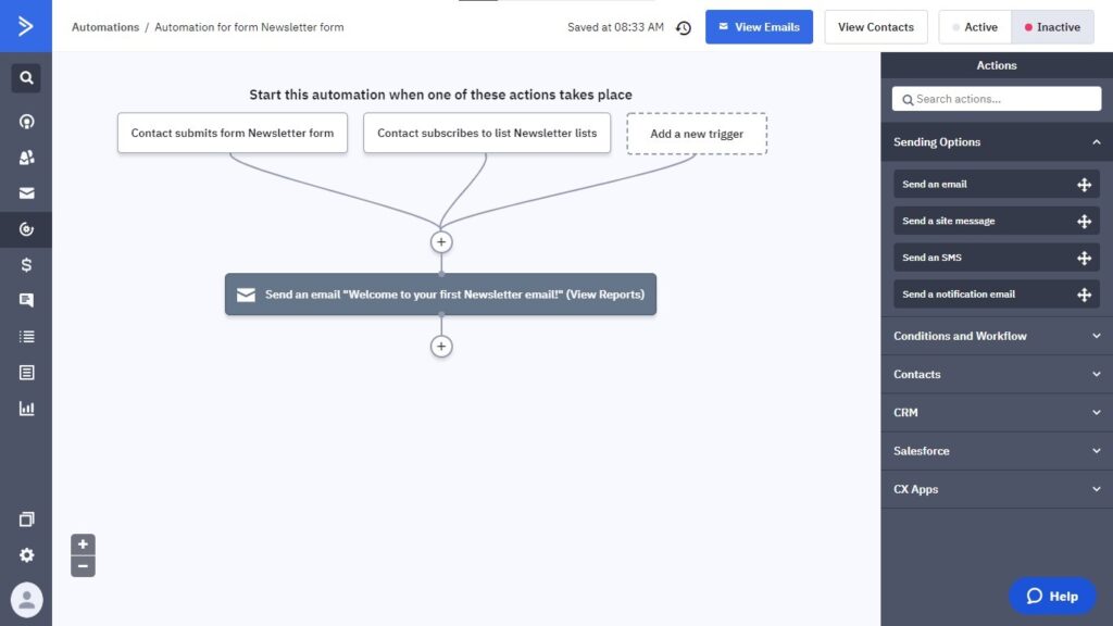 Workflow for the newsletter form