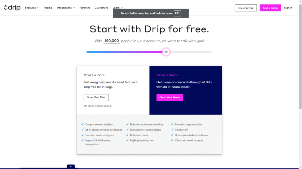 Start with Drip for free.