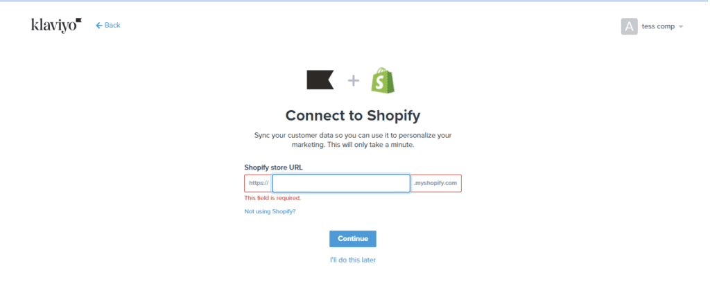 Connect klaviyo to shopify account