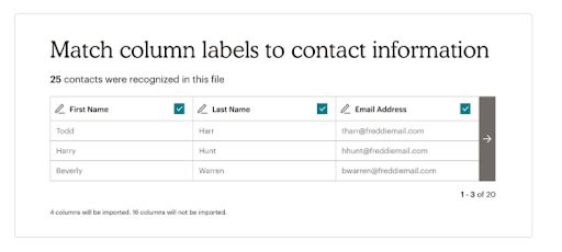 Importing contacts in Mailchimp