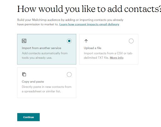 Importing contacts in Mailchimp