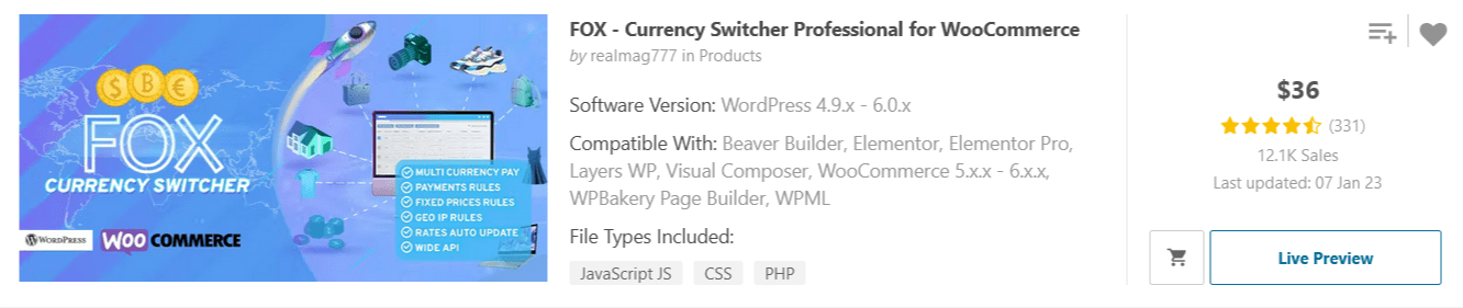Plugin for Woocommerce Foxcurrency