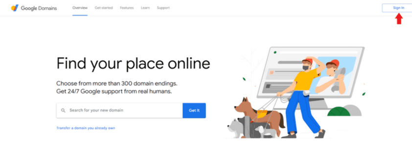 Photo of Google Domain login page